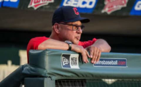 MINNEAPOLIS, MN – JUNE 22: Manager Terry Francona #77 of the Cleveland Guardians looks on against the Minnesota Twins on June 22, 2022 at Target Field in Minneapolis, Minnesota. (Photo by Brace Hemmelgarn/Minnesota Twins/Getty Images)