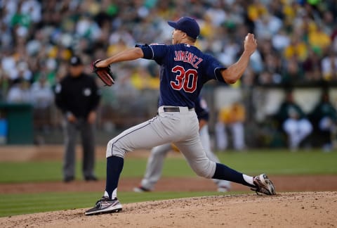 OAKLAND, CA – AUGUST 17: Ubaldo Jimenez #30 of the Cleveland Indians pitches against the Oakland Athletics at O.co Coliseum on August 17, 2013 in Oakland, California. (Photo by Thearon W. Henderson/Getty Images)