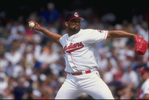 Jose Mesa #49 of the Cleveland Indians (Mandatory Credit: Zoran Milich /Allsport)