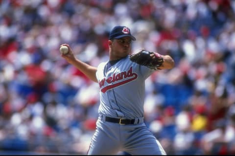 18 Jul 1998: Pitcher Jaret Wright #27 of the Cleveland Indians in action during a game against the Chicago White Sox at the Comiskey Park in Chicago, Illinois. The Indians defeated the White Sox 15-9. Mandatory Credit: Matthew Stockman /Allsport