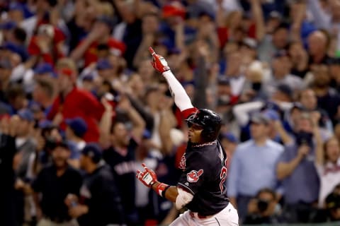 Rajai Davis #20 of the Cleveland Indians (Photo by Elsa/Getty Images)