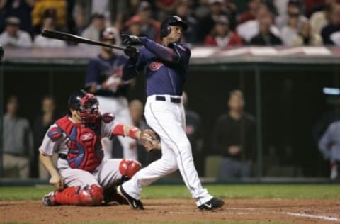 CLEVELAND – OCTOBER 16: Kenny Lofton of the Cleveland Indians bats during the game against the Boston Red Sox at Jacobs Field in Cleveland, Ohio on October 16, 2007. The Indians defeated the Red Sox 7-3. (Photo by John Reid III/MLB Photos via Getty Images)