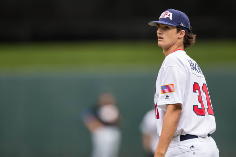 Ethan Hankins #31 of the USA Baseball 18U National Team (Photo by Brace Hemmelgarn/Getty Images)