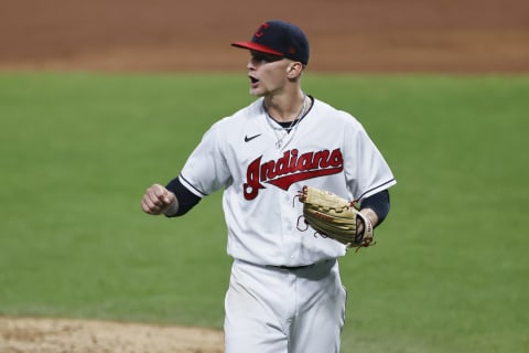 Zach Plesac #34 of the Cleveland Indians (Photo by Ron Schwane/Getty Images)