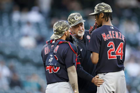 SEATTLE, WASHINGTON – MAY 15: Triston McKenzie #24 of the Cleveland Indians  (Photo by Steph Chambers/Getty Images)