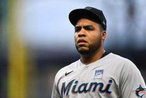 PITTSBURGH, PA – JUNE 03: Jesus Aguilar #24 of the Miami Marlins (Photo by Joe Sargent/Getty Images)