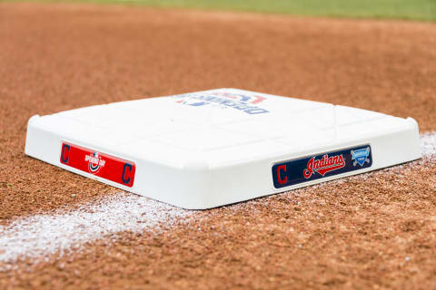 Third base prior to the Cleveland Indians home opener (Photo by Jason Miller/Getty Images)