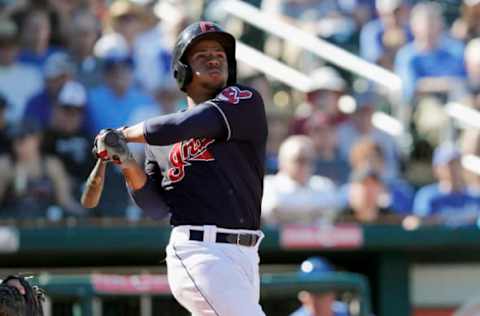 GOODYEAR, AZ – MARCH 11: Francisco Mejia #73 of the Cleveland Indians bats in the seventh inning against the Kansas City Royals during the spring training game at Goodyear Ballpark on March 11, 2017 in Goodyear, Arizona. (Photo by Tim Warner/Getty Images)