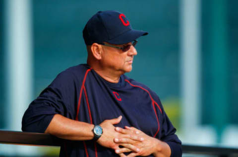 Feb 14, 2017; Goodyear, AZ, USA; Cleveland Indians manager Terry Francona during Spring Training workouts at the Cleveland Indians practice facility. Mandatory Credit: Mark J. Rebilas-USA TODAY Sports