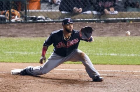 Oct 29, 2016; Chicago, IL, USA; Cleveland Indians first baseman 