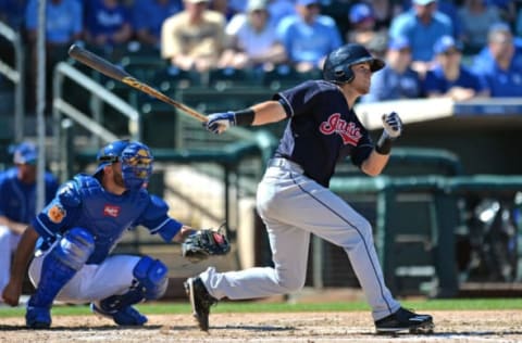 Minor League outfielder Connor Marabell getting an at-bat with the Cleveland Indians in spring training. Credit: Jake Roth-USA TODAY Sports