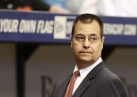 Apr 6, 2015; St. Petersburg, FL, USA; Baltimore Orioles general manager Dan Duquette prior to the game against the Tampa Bay Rays at Tropicana Field. Mandatory Credit: Kim Klement-USA TODAY Sports