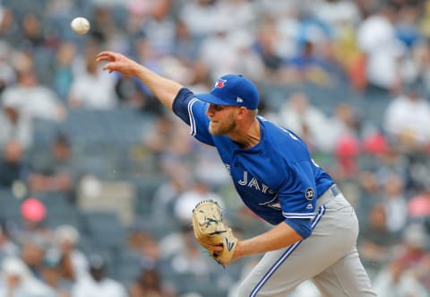 NEW YORK, NY – AUGUST 19: Justin Shafer #66 of the Toronto Blue Jays pitches in the fifth inning against the New York Yankees at Yankee Stadium on August 19, 2018 in the Bronx borough of New York City. (Photo by Jim McIsaac/Getty Images)