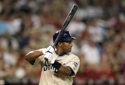 PHOENIX – AUGUST 07: Miguel Tejada #10 of the San Diego Padres at bat during the Major League Baseball game against the Arizona Diamondbacks at Chase Field on August 7, 2010 in Phoenix, Arizona. The Diamondbacks defeated the Padres 6-5. (Photo by Christian Petersen/Getty Images)