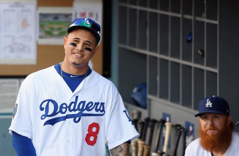 LOS ANGELES, CA – OCTOBER 26: Manny Machado #8 of the Los Angeles Dodgers looks on prior to Game Three of the 2018 World Series against the Boston Red Sox at Dodger Stadium on October 26, 2018 in Los Angeles, California. (Photo by Harry How/Getty Images)