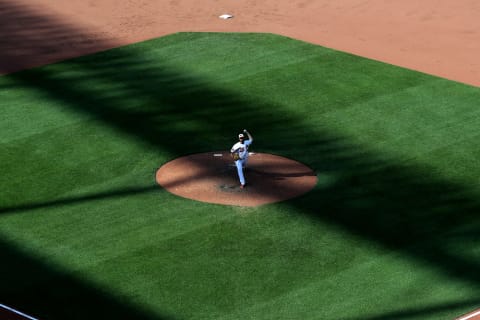 BALTIMORE, MARYLAND – JUNE 26: Richard Bleier #48 of the Baltimore Orioles pitches against the San Diego Padres at Oriole Park at Camden Yards on June 26, 2019 in Baltimore, Maryland. (Photo by Rob Carr/Getty Images)