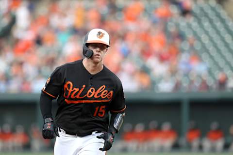 BALTIMORE, MARYLAND – JUNE 28: Chance Sisco #15 of the Baltimore Orioles rounds the bases after hitting a two RBI home run against the Cleveland Indians in the first inning at Oriole Park at Camden Yards on June 28, 2019 in Baltimore, Maryland. (Photo by Rob Carr/Getty Images)