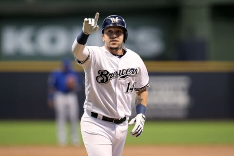 MILWAUKEE, WISCONSIN – SEPTEMBER 05: Hernan Perez #14 of the Milwaukee Brewers rounds the bases after hitting a home run in the second inning against the Chicago Cubs at Miller Park on September 05, 2019 in Milwaukee, Wisconsin. (Photo by Dylan Buell/Getty Images)