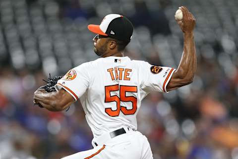 BALTIMORE, MARYLAND – SEPTEMBER 10: Dillon Tate #55 of the Baltimore Orioles pitches against the Los Angeles Dodgers at Oriole Park at Camden Yards on September 10, 2019 in Baltimore, Maryland. (Photo by Patrick Smith/Getty Images)