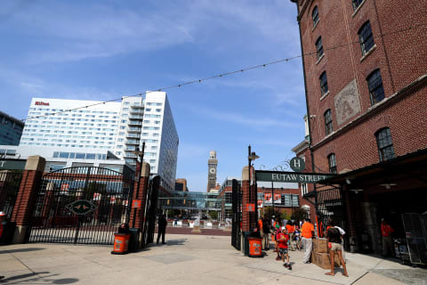 BALTIMORE, MARYLAND – SEPTEMBER 22: A general view of the Eutaw Street entrance during the Baltimore Orioles and Seattle Mariners game at Oriole Park at Camden Yards on September 22, 2019 in Baltimore, Maryland. (Photo by Rob Carr/Getty Images)