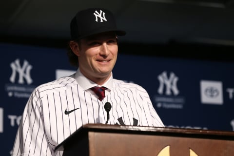 NEW YORK, NEW YORK – DECEMBER 18: Gerrit Cole speaks to the media at Yankee Stadium during a press conference at Yankee Stadium on December 18, 2019 in New York City. (Photo by Mike Stobe/Getty Images)