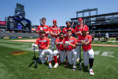 Potential Baltimore Orioles draftees participate in the Major League Baseball All-Star High School Home Run Derby. (Photo by Matt Dirksen/Colorado Rockies/Getty Images)