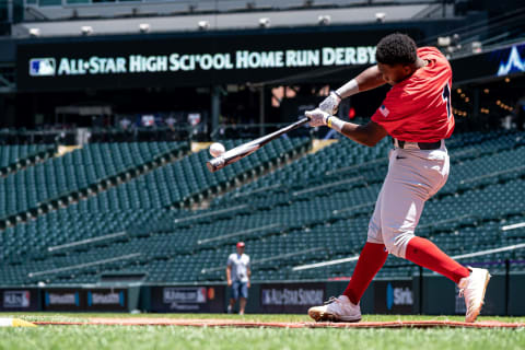 Termarr Johnson participates in the Major League Baseball All-Star High School Home Run Derby. (Photo by Matt Dirksen/Colorado Rockies/Getty Images)