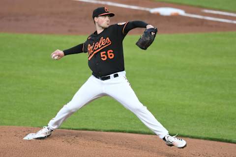 Kyle Bradish #56 of the Baltimore Orioles. (Photo by Mitchell Layton/Getty Images)