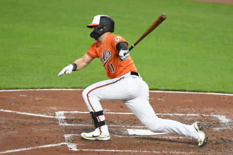 Chris Owings #11 of the Baltimore Orioles. (Photo by Mitchell Layton/Getty Images)