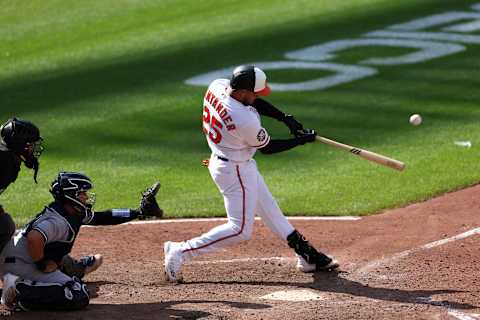 Anthony Santander #25 of the Baltimore Orioles hits a walk off three run home run. (Photo by Rob Carr/Getty Images)