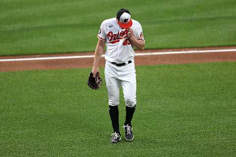 Starting pitcher Bryan Baker #43 of the Baltimore Orioles. (Photo by Rob Carr/Getty Images)