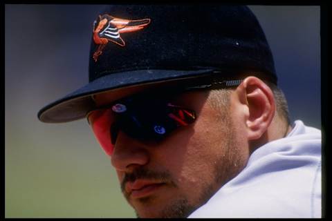 Pitcher Ben McDonald of the Baltimore Orioles looks on. Mandatory Credit: J.D. Cuban /Allsport