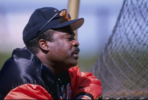 2 Mar 1998: Coach Eddie Murray of the Baltimore Orioles watches the action during a spring training game against the Montreal Expos at Fort Lauderdale Stadium in Fort Lauderdale, Florida. The Orioles defeated the Expos 11-9. Mandatory Credit: Jamie Squire