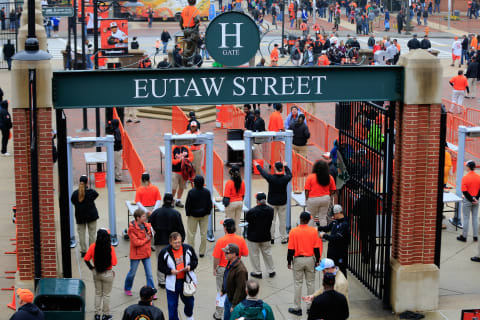 BALTIMORE, MD – APRIL 10: Fans enter the stadium prior to the Toronto Blue Jays and Baltimore Orioles home opener at Oriole Park at Camden Yards on April 10, 2015 in Baltimore, Maryland. (Photo by Rob Carr/Getty Images)