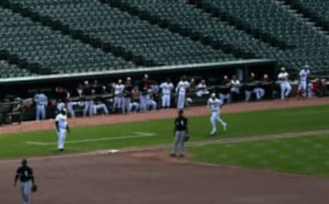 BALTIMORE, MD – APRIL 29: Batter Chris Davis #19 of the Baltimore Orioles rounds the bases after hitting a three-run home run off of starting pitcher Jeff Samardzija #29 of the Chicago White Sox (not pictured) in the first inning at an empty Oriole Park at Camden Yards on April 29, 2015 in Baltimore, Maryland. Due to unrest in relation to the arrest and death of Freddie Gray, the two teams played in a stadium closed to the public. Gray, 25, was arrested for possessing a switch blade knife April 12 outside the Gilmor Houses housing project on Baltimore’s west side. According to his attorney, Gray died a week later in the hospital from a severe spinal cord injury he received while in police custody. (Photo by Patrick Smith/Getty Images)