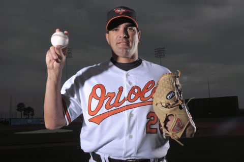 FORT LAUDERDALE, FL – FEBRUARY 23: Danys Baez #28 of the Baltimore Orioles poses during photo day at the Orioles spring training complex on February 23, 2009 in Ft. Lauderdale, Florida. (Photo by Marc Serota/Getty Images)