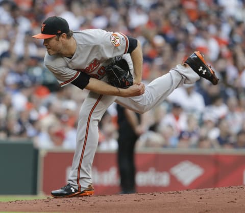 HOUSTON, TX – APRIL 02: Chris Tillman #30 of the Baltimore Orioles pitches in the first inning against the Baltimore Orioles on Opening Day at Minute Maid Park on April 2, 2018 in Houston, Texas. (Photo by Bob Levey/Getty Images)