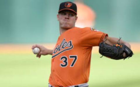 OAKLAND, CA – AUGUST 12: Dylan Bundy #37 of the Baltimore Orioles pitches against the Oakland Athletics in the bottom of the first inning at Oakland Alameda Coliseum on August 12, 2017 in Oakland, California. (Photo by Thearon W. Henderson/Getty Images)