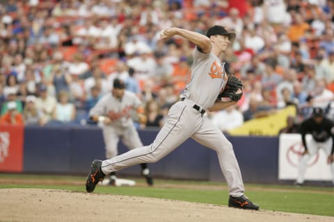 Kris Benson of the Baltimore Orioles pitching during MLB regular season game against the New York Mets, played at Shea Stadium in Queens, N.Y. on June 17, 2006. Orioles defeated Mets 4 – 2 during interleague play. (Photo by Bryan Yablonsky/Getty Images)