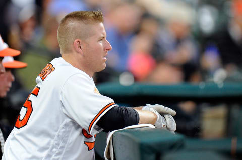 BALTIMORE, MD – MAY 23: Mark Trumbo #45 of the Baltimore Orioles watches the game during the third inning against the Minnesota Twins at Oriole Park at Camden Yards on May 23, 2017 in Baltimore, Maryland. (Photo by Greg Fiume/Getty Images)