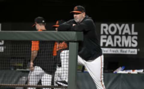 BALTIMORE, MARYLAND – SEPTEMBER 09: Manager Brandon Hyde #18 of the Baltimore Orioles watches the game against the Boston Red Sox at Oriole Park at Camden Yards on September 09, 2022 in Baltimore, Maryland. (Photo by G Fiume/Getty Images)