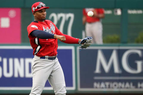 WASHINGTON, D.C. – JULY 15: Yusniel Diaz #17 of the World Team during the SiriusXM All-Star Futures Game at Nationals Park on July 15, 2018 in Washington, DC. (Photo by Rob Carr/Getty Images)