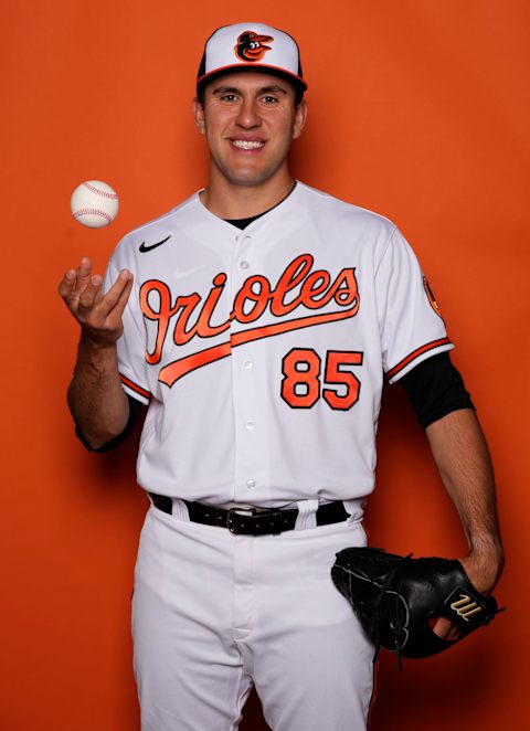 Grayson Rodriguez #85 of the Baltimore Orioles. (Photo by Mark Brown/Getty Images)