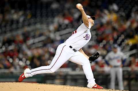 New Baltimore Orioles – Austin Voth #50 of the Washington Nationals. (Photo by G Fiume/Getty Images)