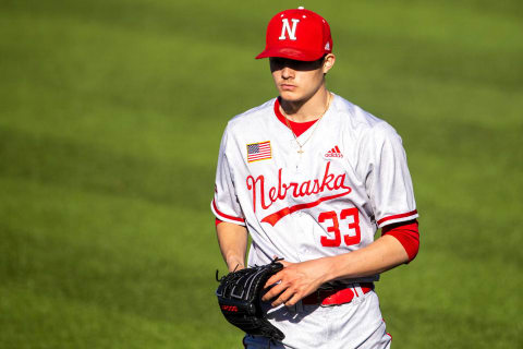 Nebraska pitcher Cade Povich walks to the dugout during a NCAA Big Ten Conference baseball game against Iowa, Friday, March 19, 2021, at Duane Banks Field in Iowa City, Iowa.210319 Neb Iowa Bsb 030 Jpg