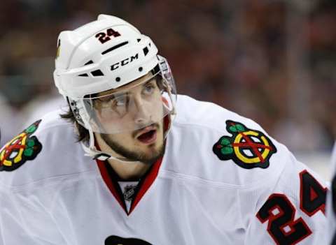 Dec 19, 2015; Buffalo, NY, USA; Chicago Blackhawks left wing Phillip Danault (24) during the game against the Buffalo Sabres at First Niagara Center. Mandatory Credit: Kevin Hoffman-USA TODAY Sports