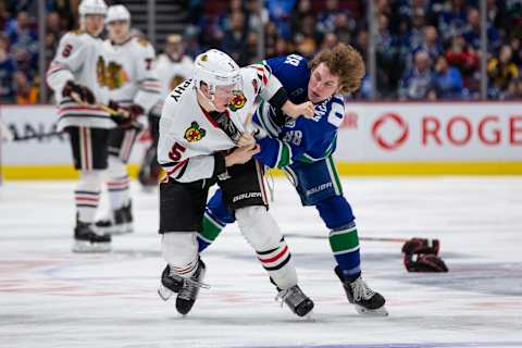 Connor Murphy #5, Chicago Blackhawks. (Photo by Ben Nelms/Getty Images)