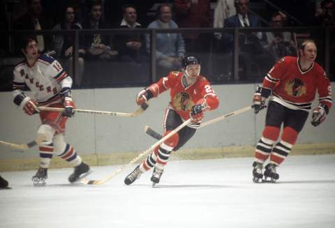 Stan Mikita and Bobby Hull, Chicago Blackhawks, who both played under Billy Reay (Photo by Melchior DiGiacomo/Getty Images)