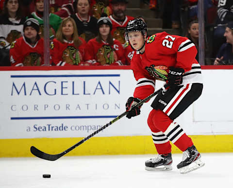 Adam Boqvist #27, Chicago Blackhawks (Photo by Jonathan Daniel/Getty Images)