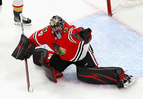 Corey Crawford #50, Chicago Blackhawks. (Photo by Jeff Vinnick/Getty Images)